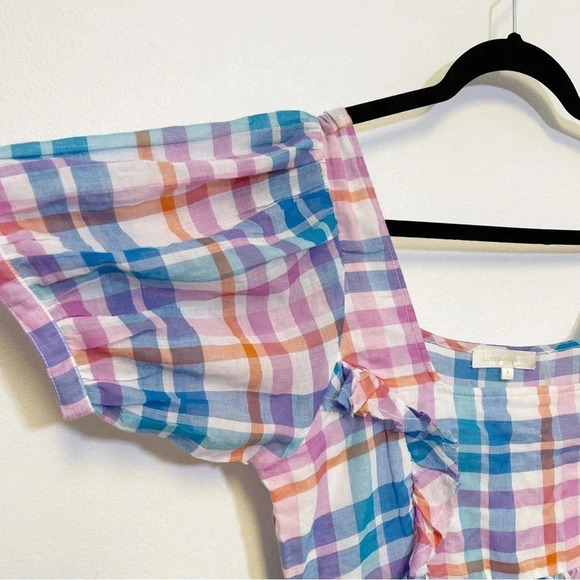 NWOT LoveShackFancy Kimball Plaid Dress - Square Neck Empire Waist Ruffle - Picture 4 of 6